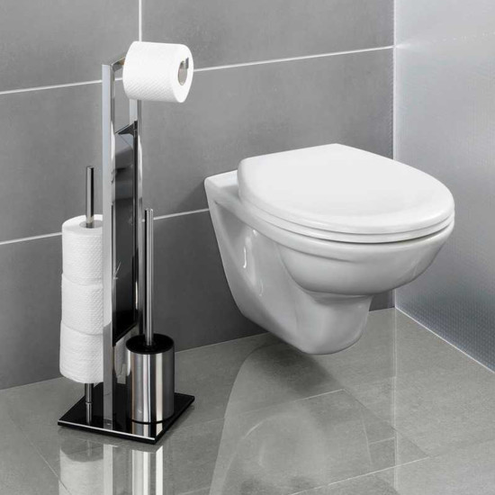 Držač toaletnog papira i četke za WC školjku stojeći krom WENKO Rivalta 