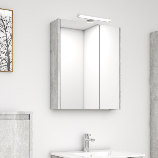 Ogledalo sa ormarićem i lampom 60 cm beton SENEX  DRINA 