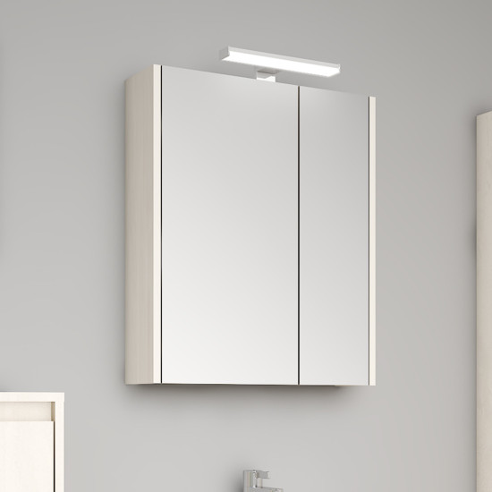 Ogledalo sa ormarićem i lampom 60 cm bež beton SENEX DRINA 