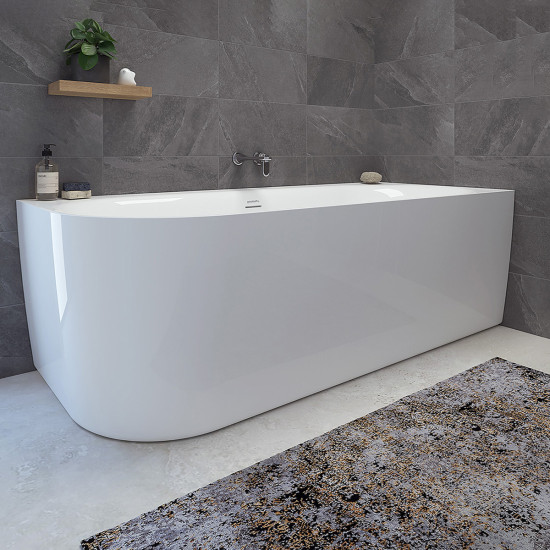 Kada akrilna METAURO Free Corner 160x75 cm sa bijelom sjaj oblogom lijeva AQUAESTIL