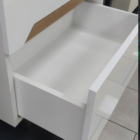 Baza 65 cm bijela visoki sjaj/boja drveta/artisan ručkice SENEX CAPRI 