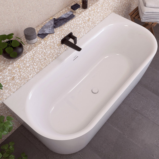 Kada akrilna METAURO Free Wall 180x80 cm s bijelom sjaj oblogom AQUAESTIL
