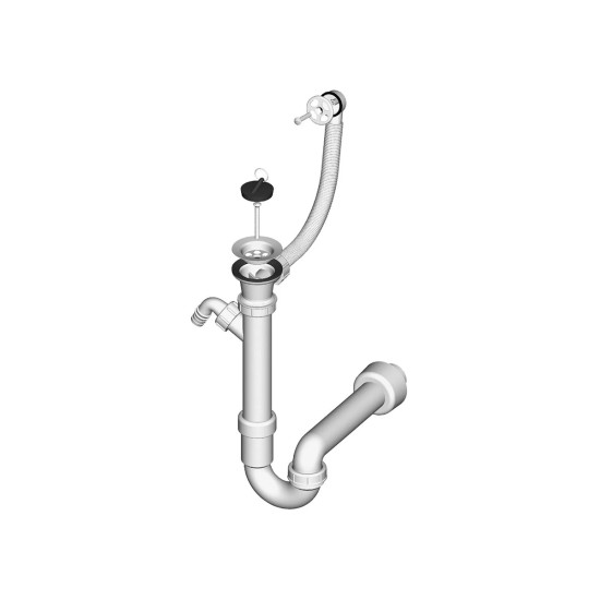 Sifon za jednodijelni sudoper sa priključkom i okruglim preljevom LIV