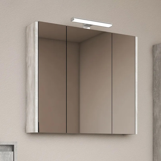 Ogledalo sa ormarićem i lampom 80 cm bež beton SENEX  DRINA 