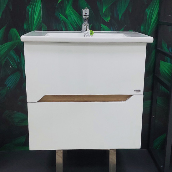 Baza 65 cm bijela visoki sjaj/boja drveta/artisan ručkice SENEX CAPRI 