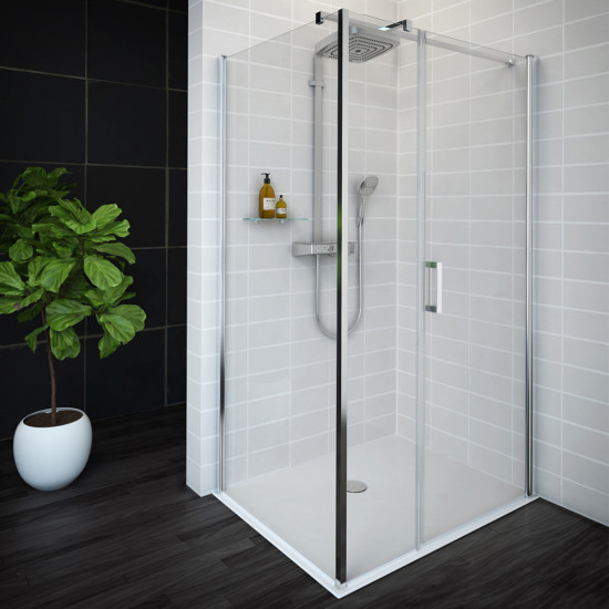 Fiksna strana za tu&scaron; kabinu MARS W 80 cm h-200 univerzalna (prozirno staklo, silver profil) AQUAESTIL 