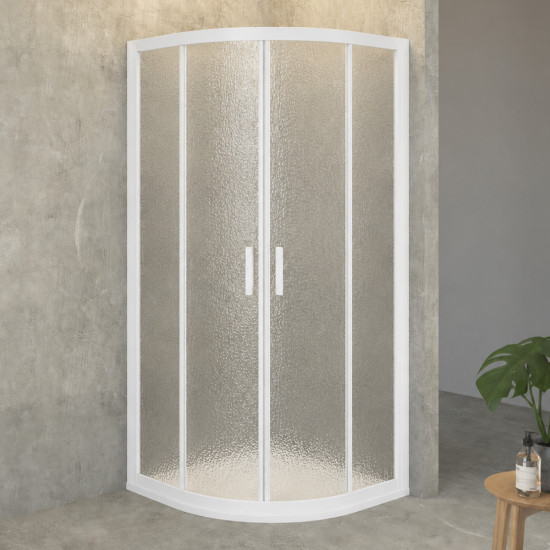 Kabina tu&scaron; 90x90 cm h-200 cm polukružna (reljef staklo, bijeli mat profil) SAVANA AQUAESTIL 