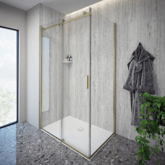 Vrata za tu&scaron; kabinu ARTEGO D 120 h-200 lijeva (prozirno staklo,zlatni profil) sa Soft Close sustavom AQUAESTIL 
