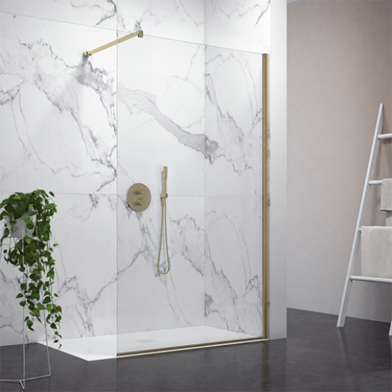 Kabina Walk IN 90 cm zlatni profil/prozirno staklo Zenith wall AQUAESTIL 