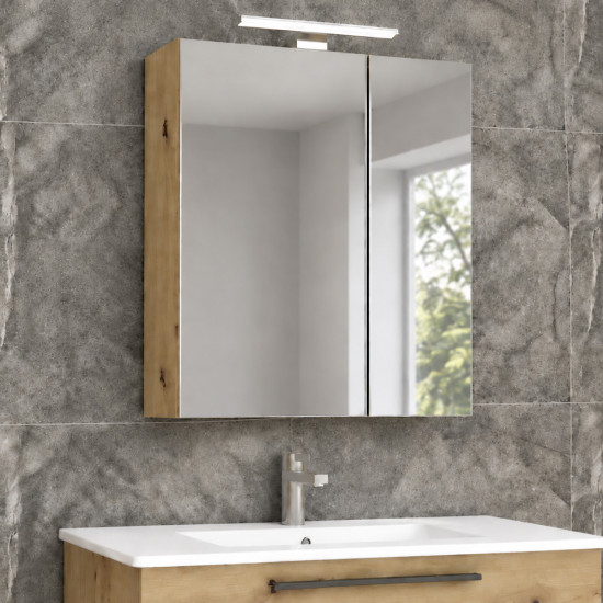 Ogledalo sa ormarićem i lampom artisan oak SENEX SANA 