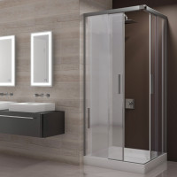 Kabina tuš s kadom kvadratna (mat staklo) h-200 cm ROCCO ECO