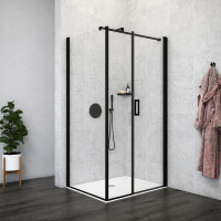 Fiksna strana za tu&scaron; kabinu MARS W 80 cm h-200 univerzalna (prozirno staklo, crni profil) AQUAESTIL 