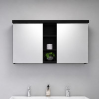 Ormarić viseći 120 cm s ogledalom, LED rasvjeta, 2 vrata,Power Box (prekidač i utičnica) crna mat ASTRA AQUAESTIL  