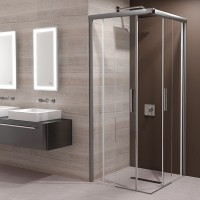 Kabina tuš 80x80 h-195 cm kvadratna (mat staklo, krom profili) ROCCO ECO