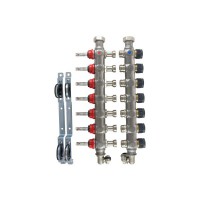 Razdjelnik inox "Multidis SF" s ventilima, podventilima,mjeračima protoka i nosačima OVENTROP (1405356)