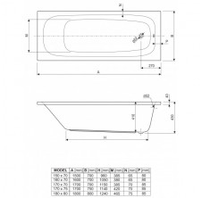 Tehnička skica  - 140 - 160 cm